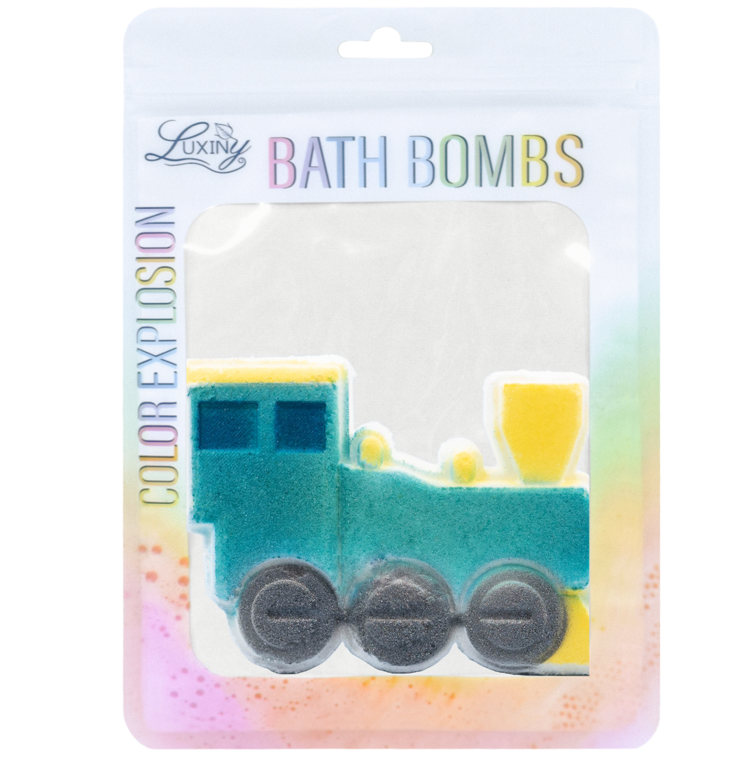 Bath Bomb | Hand Painted | Color Burst | Train Engine