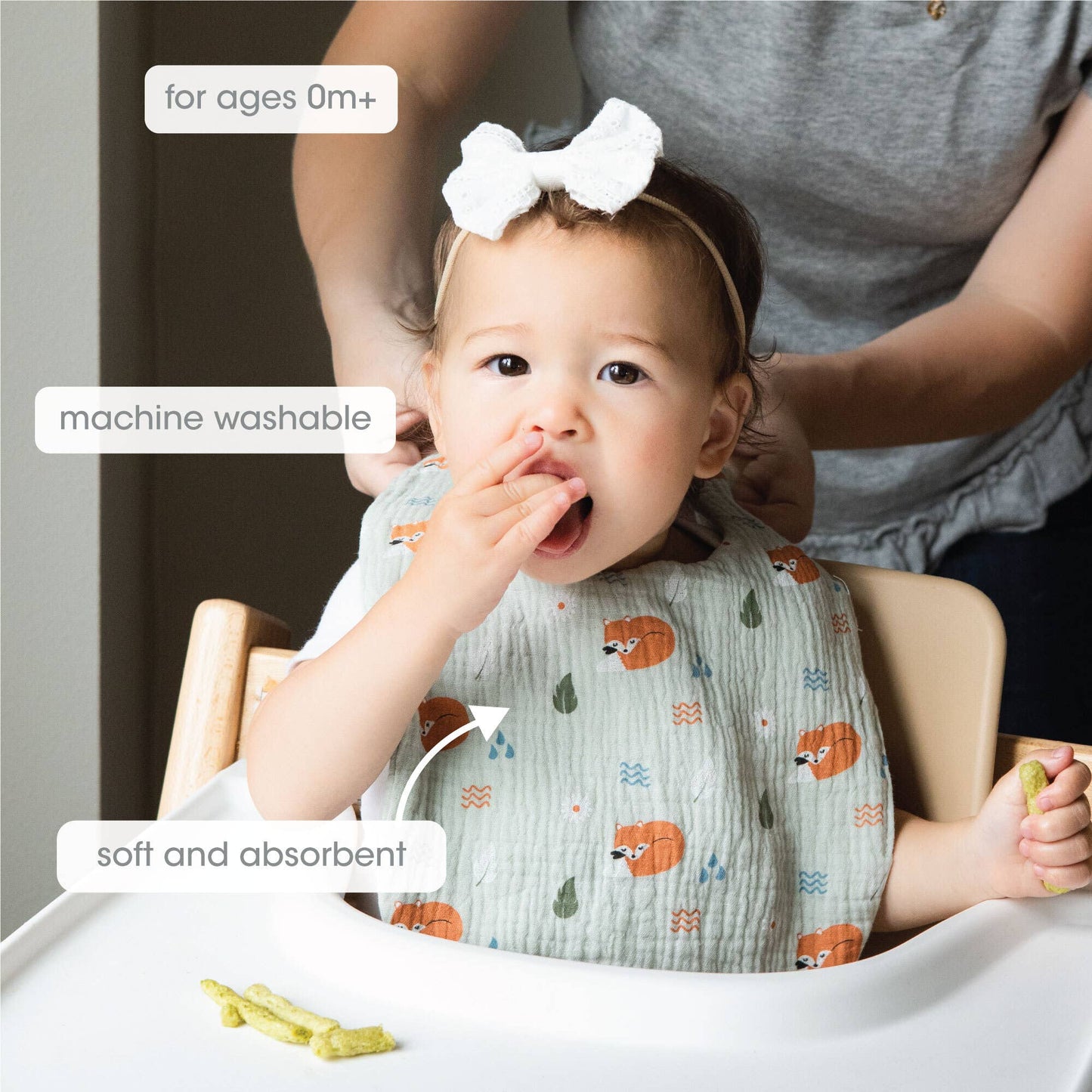 Woodland Muslin Cotton Bib Set, Set Of 2