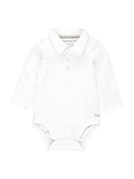 Baby Boys White Knit Polo Bodysuit