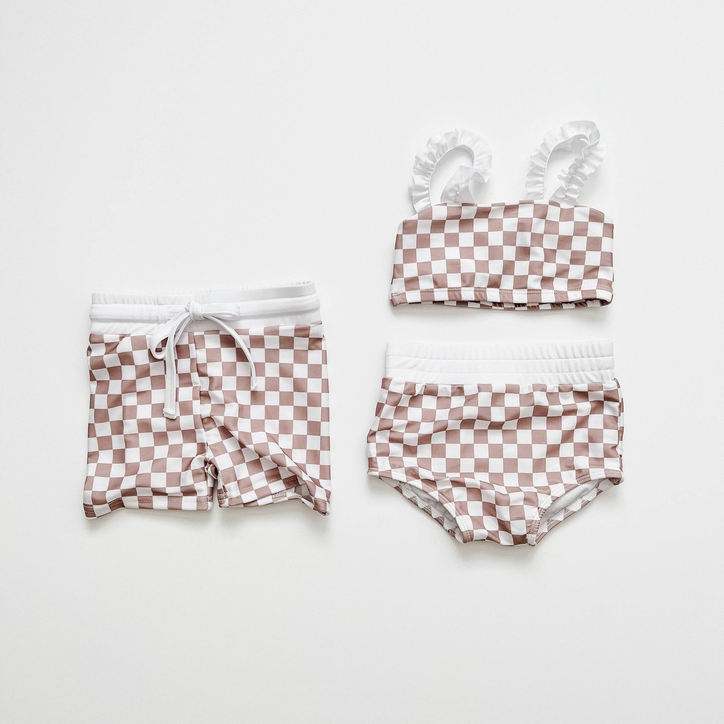 Swim Shorts - Tan Checkered