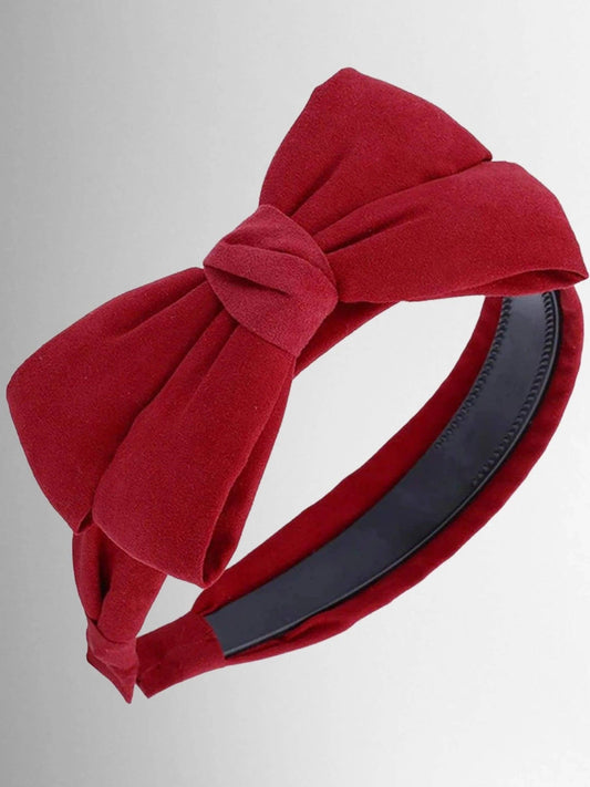 Girls Red Velvet Bow Headband