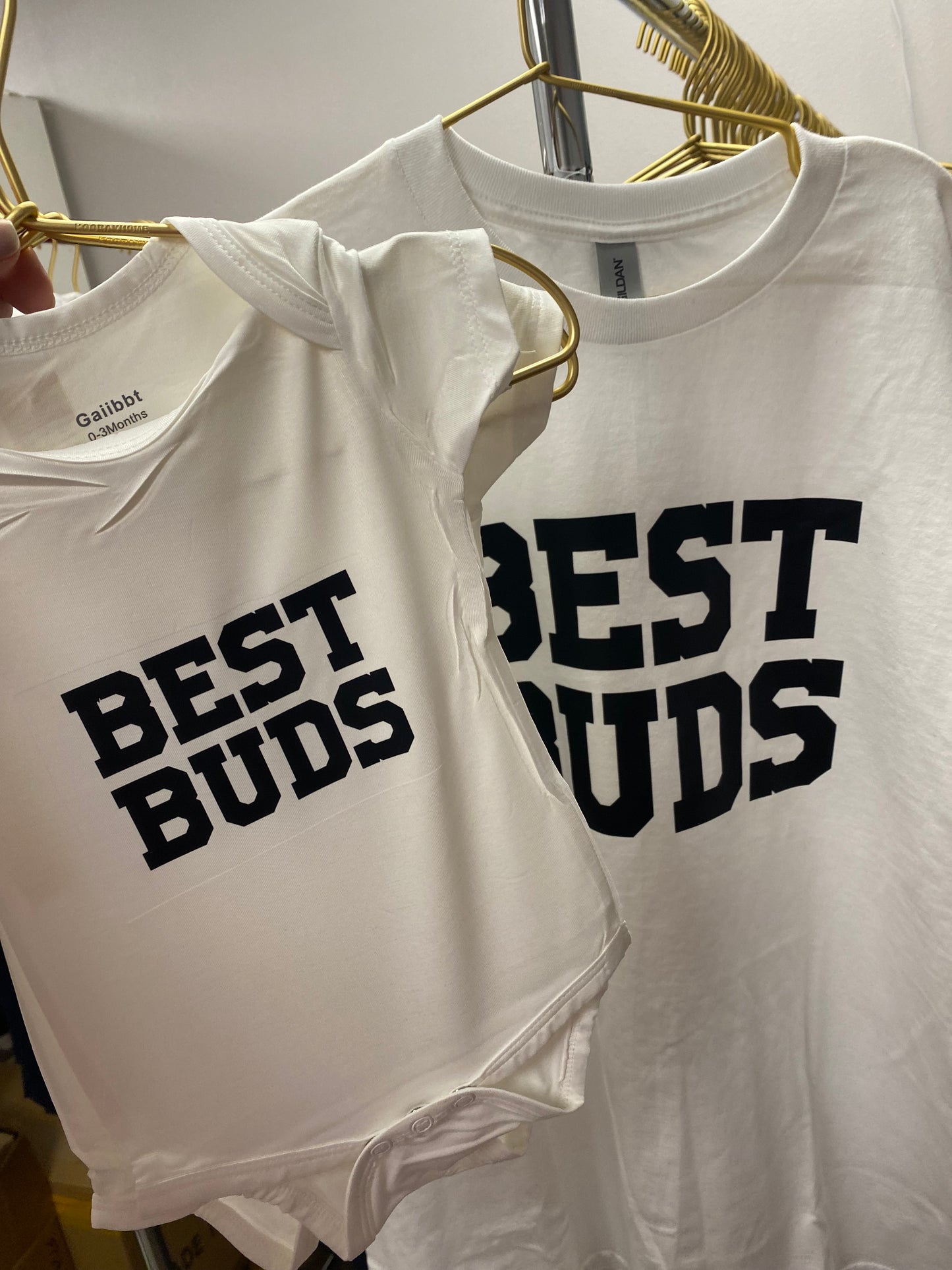 Custom Best Buds Onesie and Dad Tee