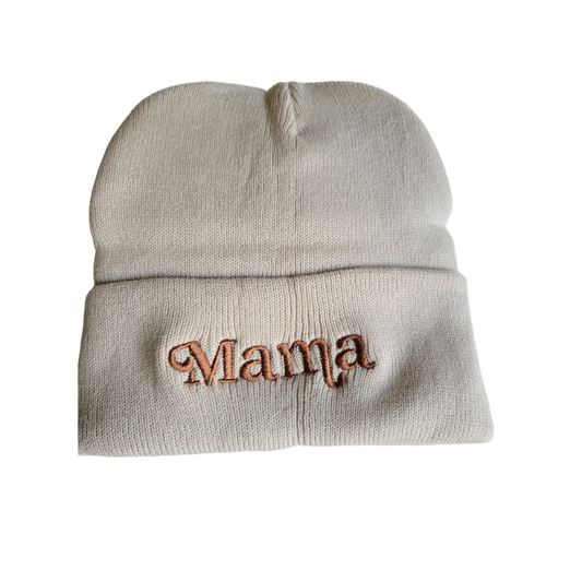 Matching Knit Hats- Mama- Beige