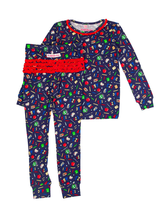 Toddler Girls-Teachers Fave Bamboo Viscose Ruffle Long Sleeve Pajama Set