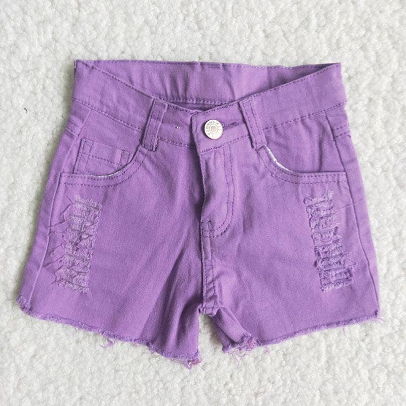 Purple Denim Shorts