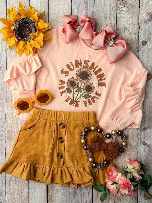 Sunshine All the Time Sunflowers Skirt Set