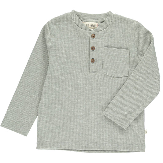 Benji Heathered grey ribbed Henley