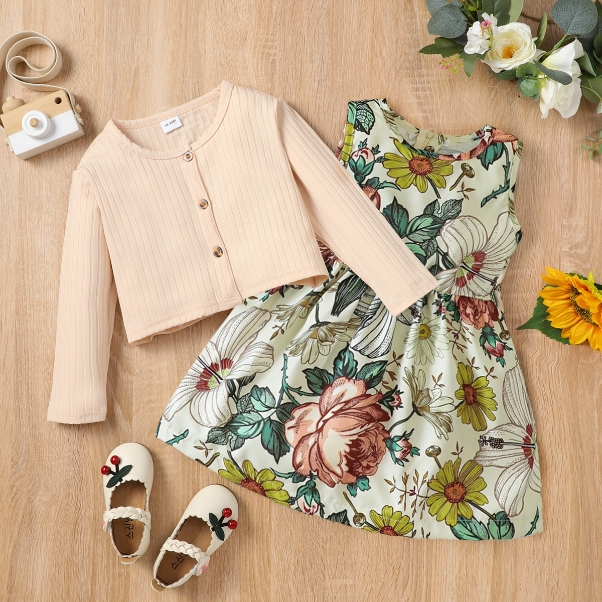 Floral Dress & Cardi Set